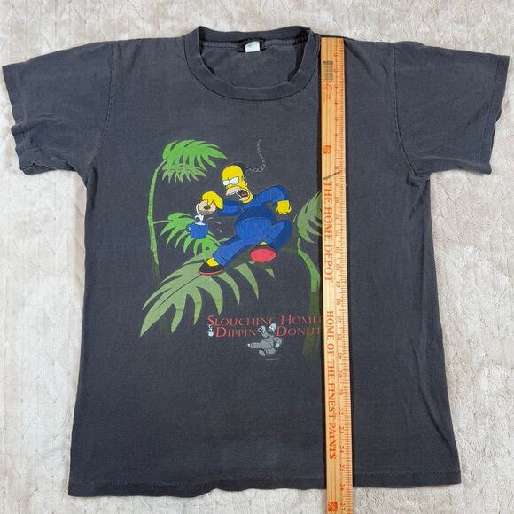 Vintage Homer Simpson T Shirt Adult M “Slouching Homer Dippin' Donut" - Picture 7 of 9